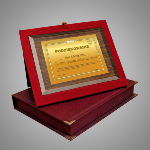 GRAWERTON, podziękowania na drewnianym podkładzie 